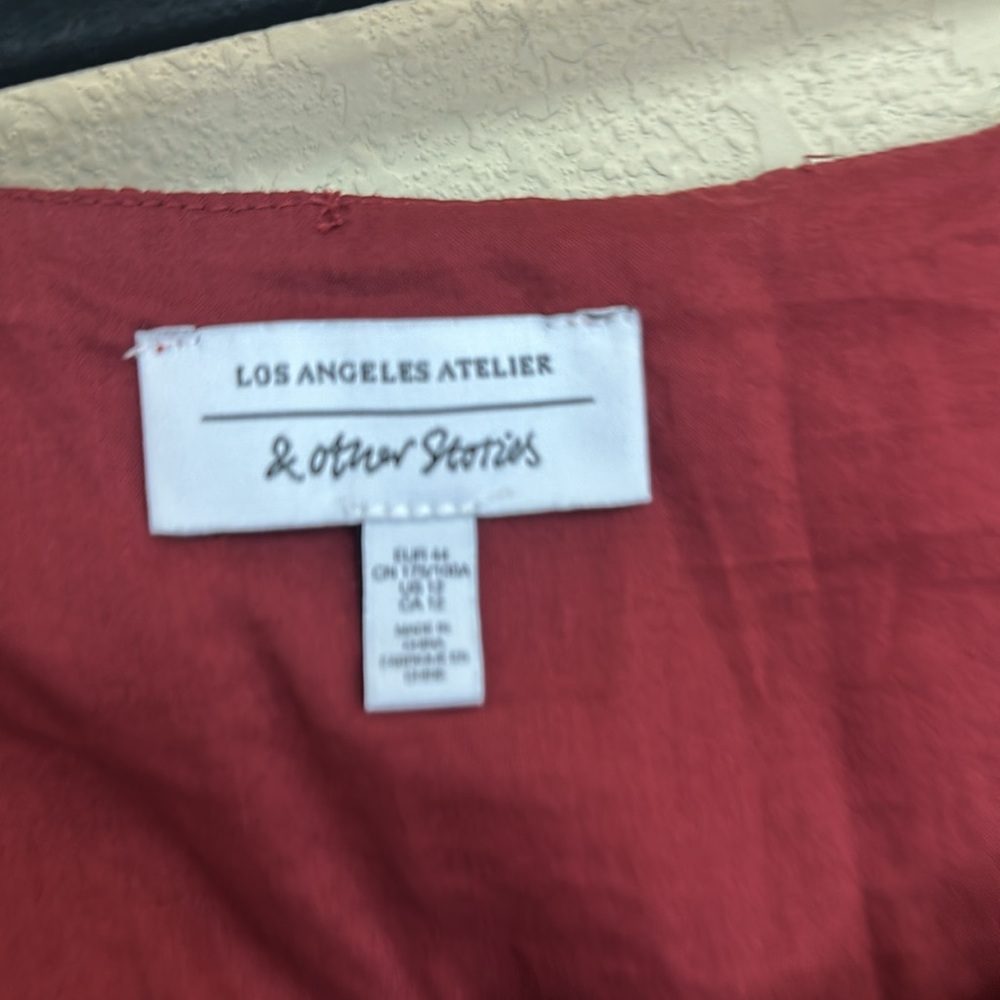 Los Angeles Atelier & otter stories womans burgundy Ruched Long Sleeve top M 12 - Picture 4 of 4